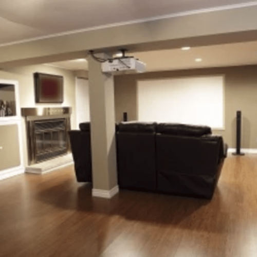 Remodeled basement cinema area in Carol Stream, IL from Superb Carpets, Inc.