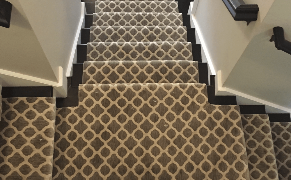 Patterned carpet on stairs in Carol Stream, IL from Superb Carpets, Inc.